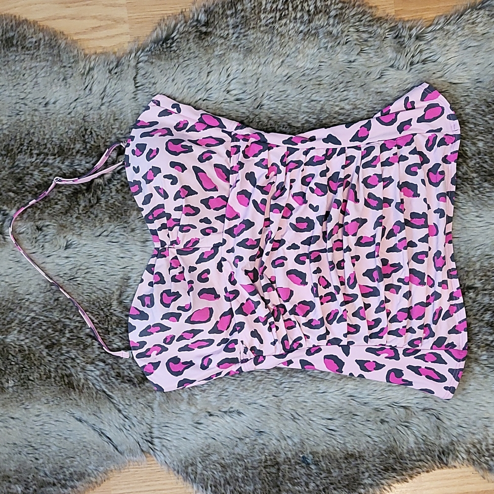 DKNY pink leopard tankini runched top and Bottoms - Picture 13 of 16